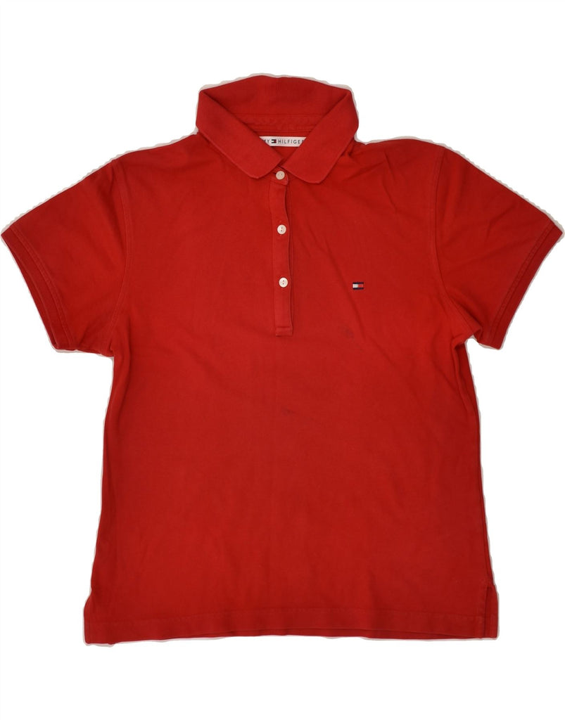 TOMMY HILFIGER Womens Polo Shirt UK 14 Medium Red Cotton | Vintage Tommy Hilfiger | Thrift | Second-Hand Tommy Hilfiger | Used Clothing | Messina Hembry 