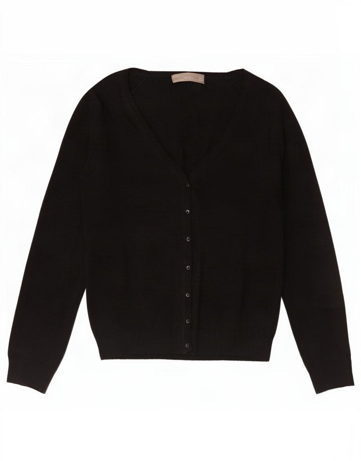 Zara Womens Cardigan Sweater UK 12 Medium Black Cotton