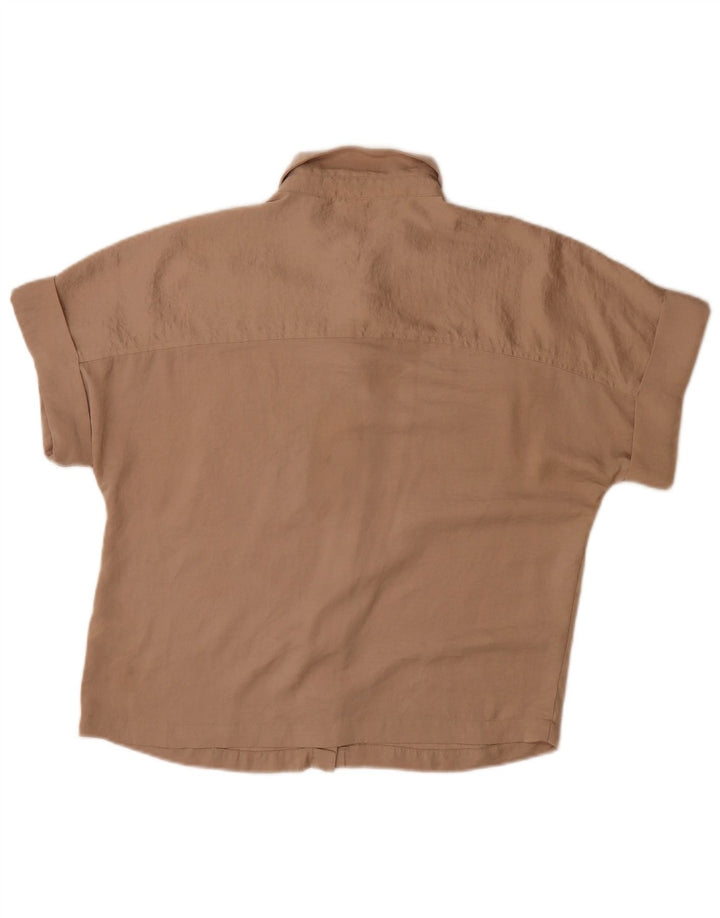 Marks & Spencer Womens Short Sleeve Shirt Blouse UK 10 Small Brown