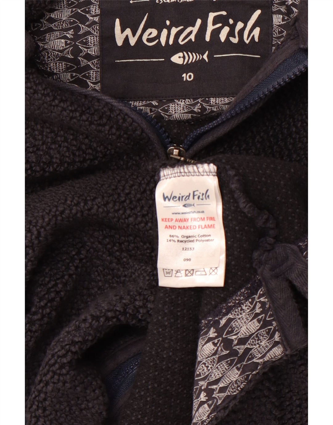 WEIRD FISH Womens Zip Hoodie Sweater UK 10 Small Navy Blue Cotton