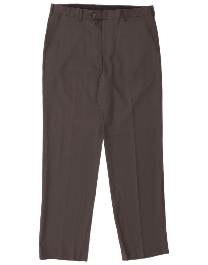 IZOD Mens Straight Suit Trousers W34 L32 Grey Polyester