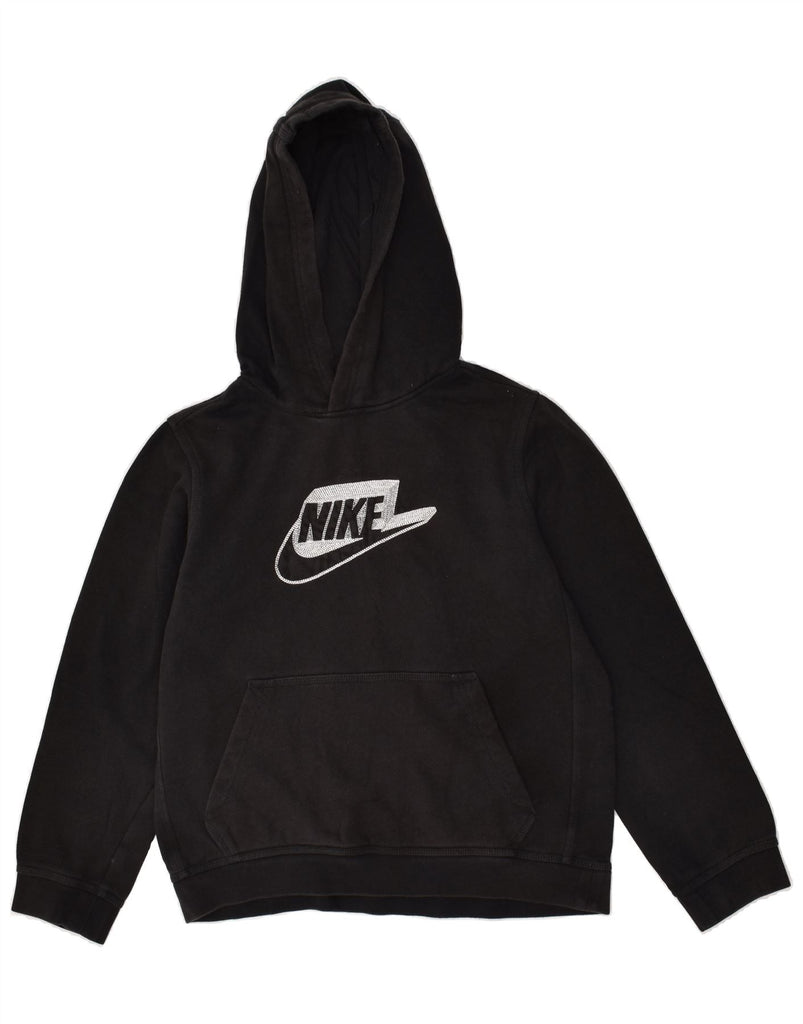 NIKE Womens Graphic Hoodie Jumper UK 16 Large Black Cotton | Vintage Nike | Thrift | Second-Hand Nike | Used Clothing | Messina Hembry 