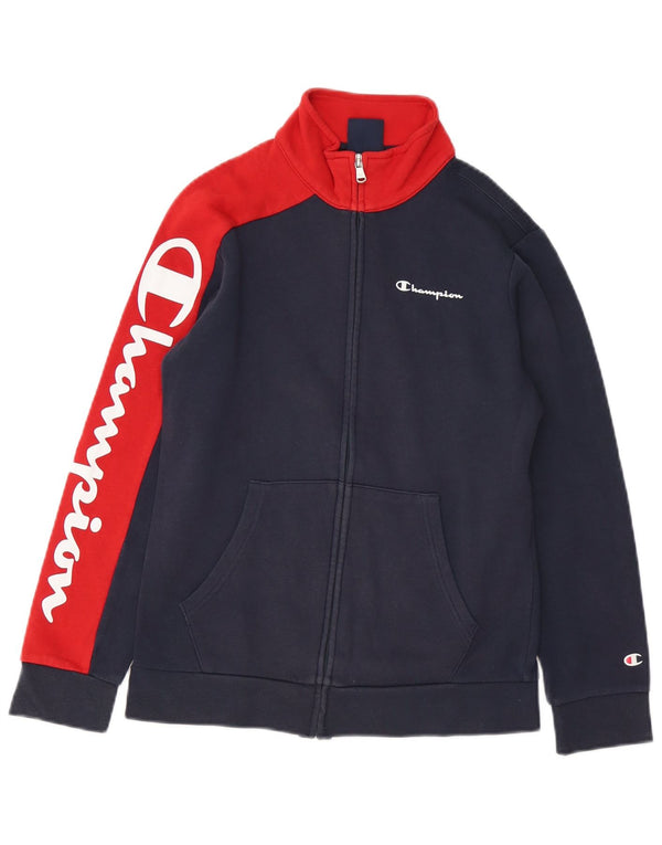 Champion Boys Tracksuit Top Jacket 11-12 Years Large Navy Blue Colourblock