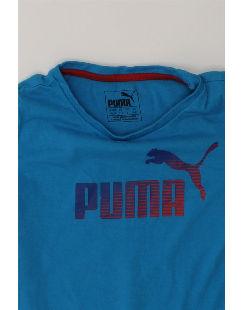 PUMA Boys Graphic T-Shirt Top 5-6 Years Blue Cotton | Vintage Puma | Thrift | Second-Hand Puma | Used Clothing | Messina Hembry 