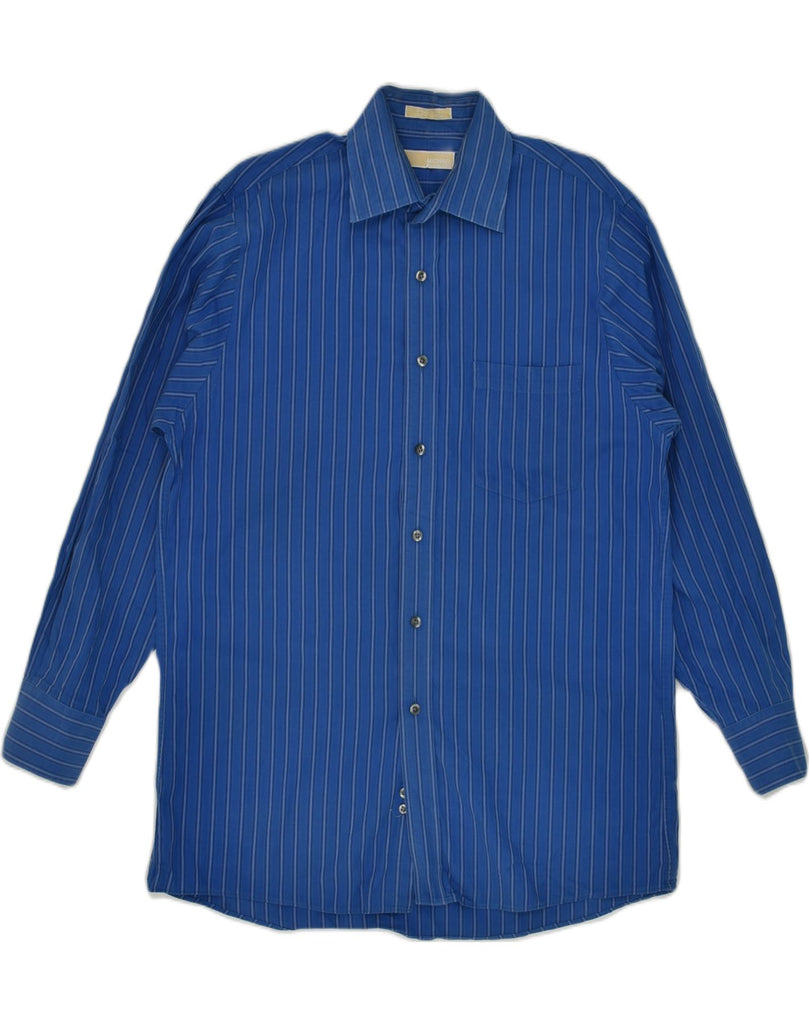 MICHAEL KORS Mens Shirt Size 15 1/2 Medium Blue Pinstripe Cotton | Vintage Michael Kors | Thrift | Second-Hand Michael Kors | Used Clothing | Messina Hembry 