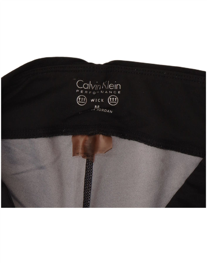 Calvin Klein Womens Capri Leggings UK 12 Medium  Black Striped Nylon