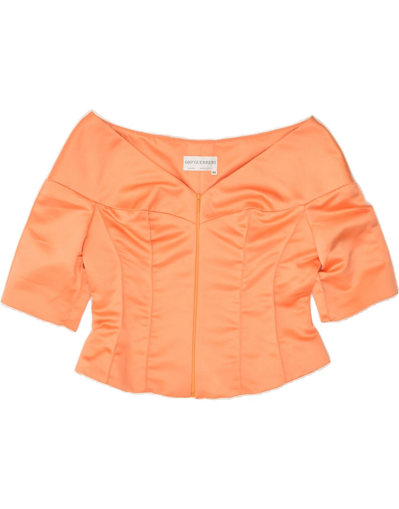 GIO GUERRERI Womens Crop Off Shoulder Top IT 44 Medium Orange Polyester | Vintage Gio Guerreri | Thrift | Second-Hand Gio Guerreri | Used Clothing | Messina Hembry 