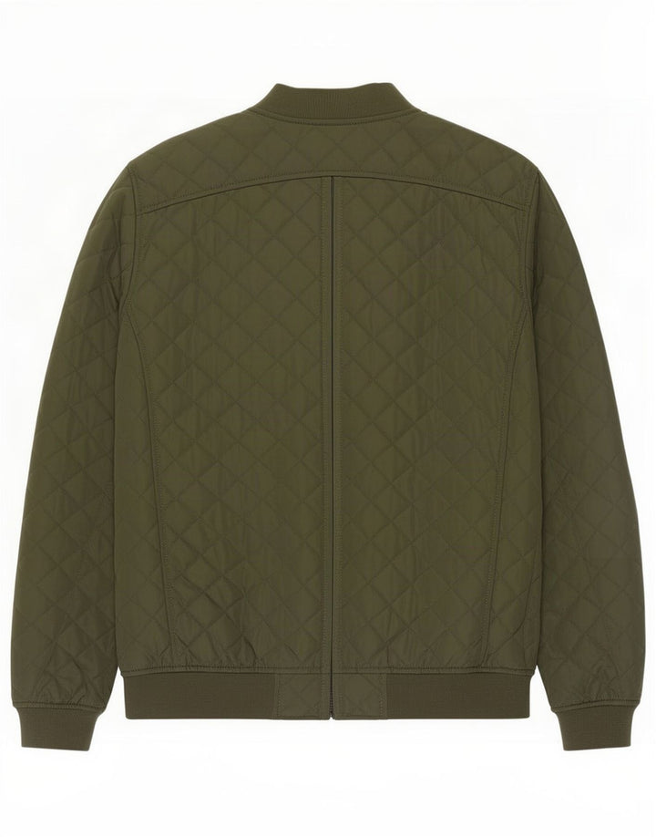Zara Mens Quilted Jacket UK 42 XL Green Polyester