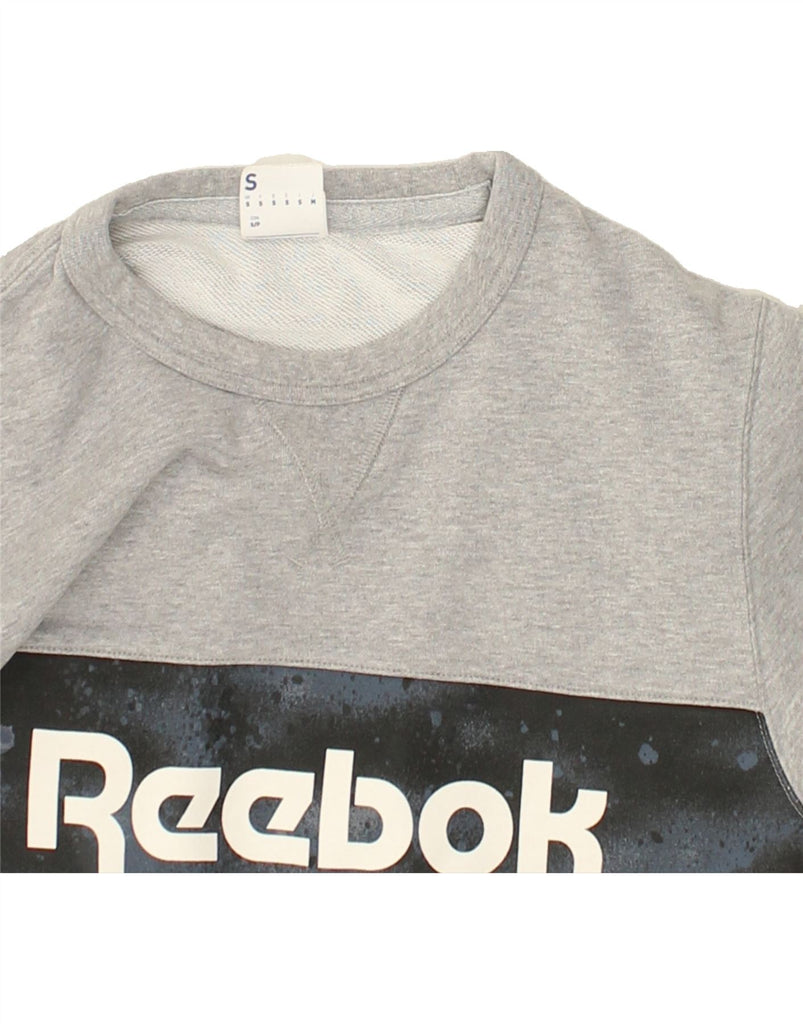 REEBOK Mens Classic Graphic Sweatshirt Jumper Small Grey Colourblock | Vintage Reebok | Thrift | Second-Hand Reebok | Used Clothing | Messina Hembry 