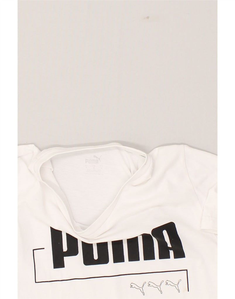 PUMA Mens Graphic T-Shirt Top Medium White Cotton | Vintage Puma | Thrift | Second-Hand Puma | Used Clothing | Messina Hembry 