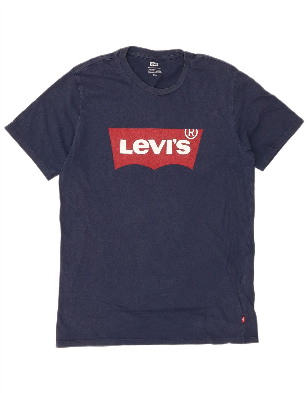 LEVI'S Mens Graphic T-Shirt Top Small Navy Blue Cotton