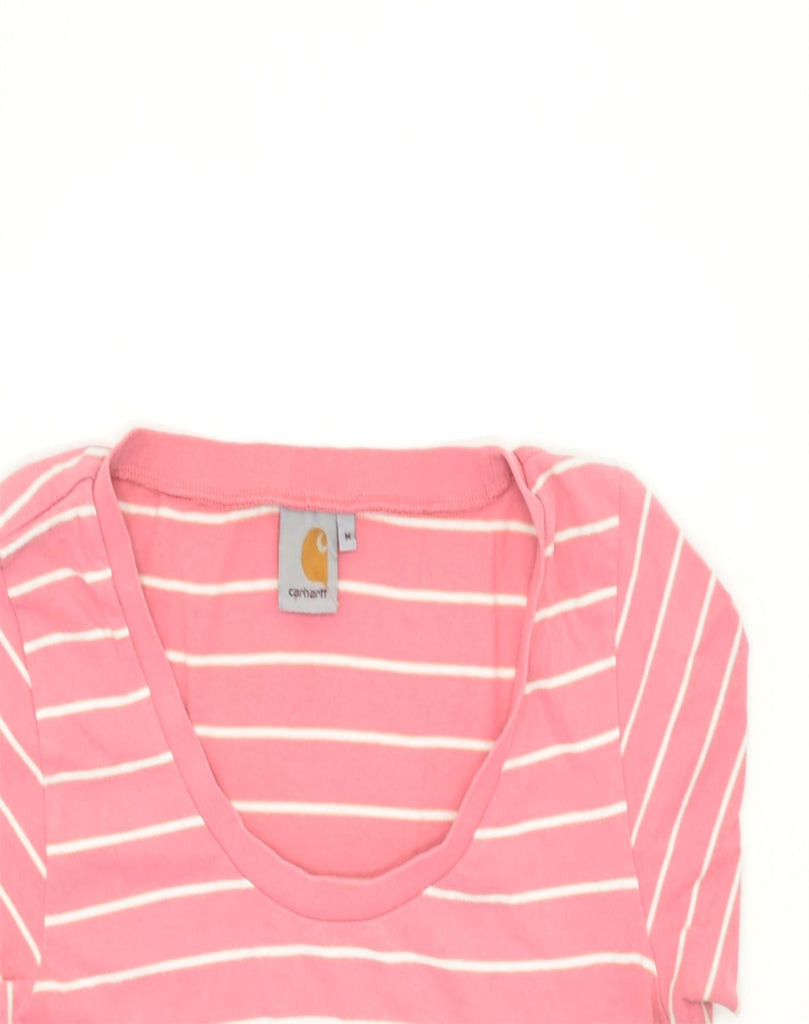 CARHARTT Womens T-Shirt Top UK 14 Medium Pink Striped | Vintage | Thrift | Second-Hand | Used Clothing | Messina Hembry 