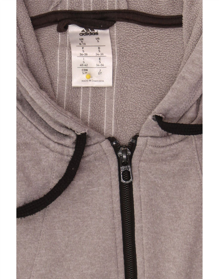 ADIDAS Womens Zip Hoodie Sweater UK 8/10 Small Grey Polyester Vintage Adidas and Second-Hand Adidas from Messina Hembry 