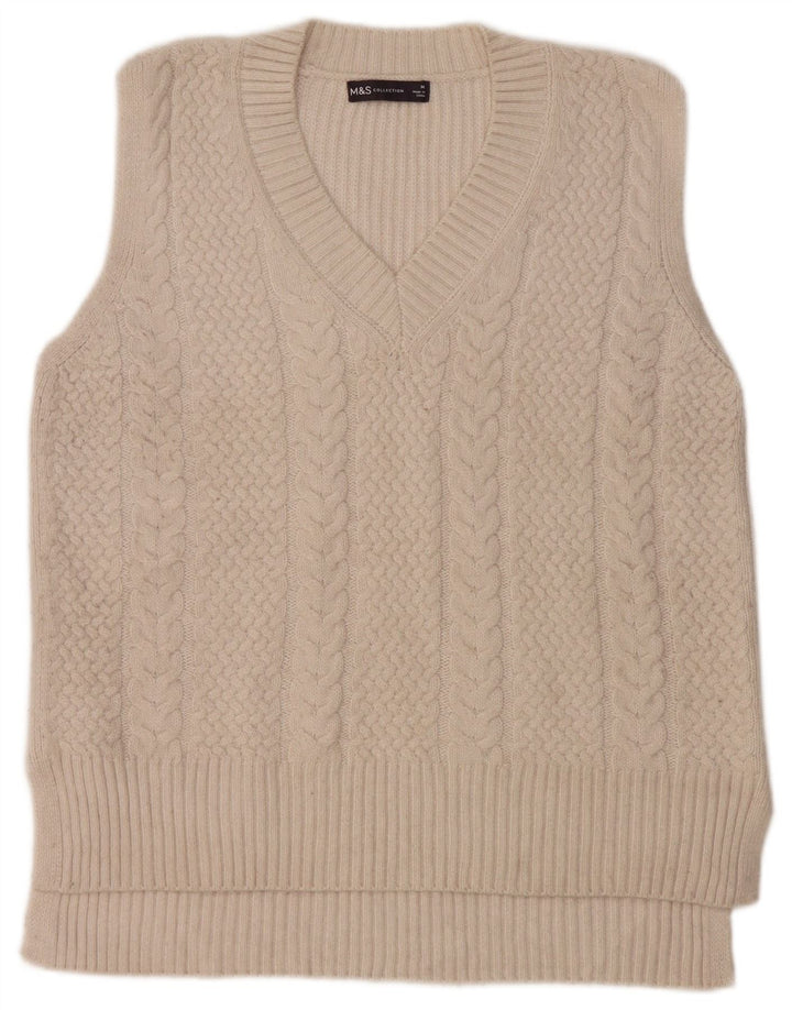 Marks & Spencer Womens Vest Tank Top UK 14 Medium Off White Polyester