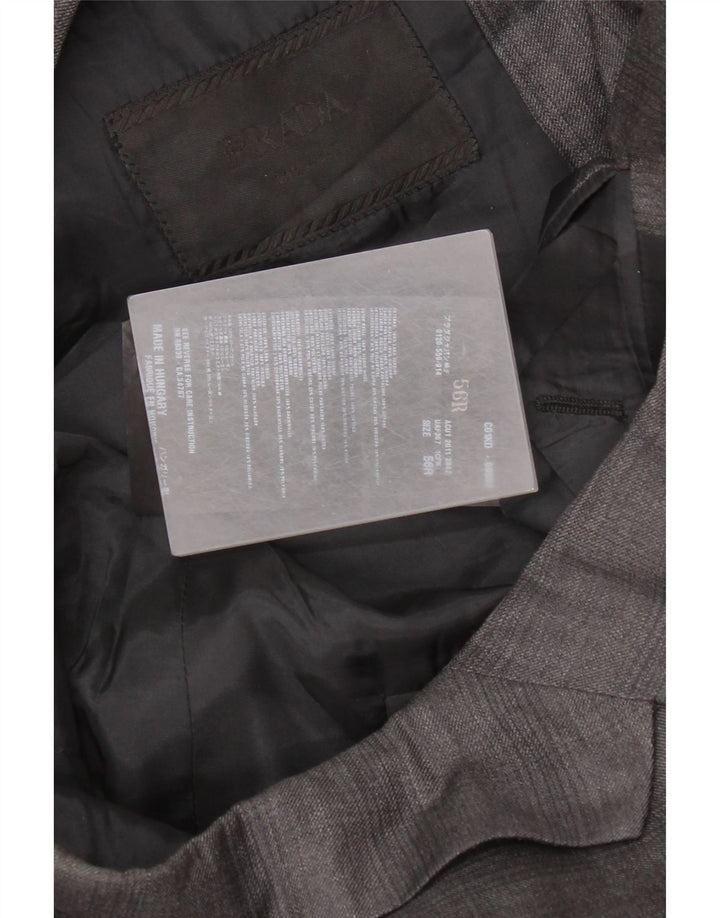 Prada Mens 2 Button Blazer Jacket IT 56 2XL Grey Check Viscose