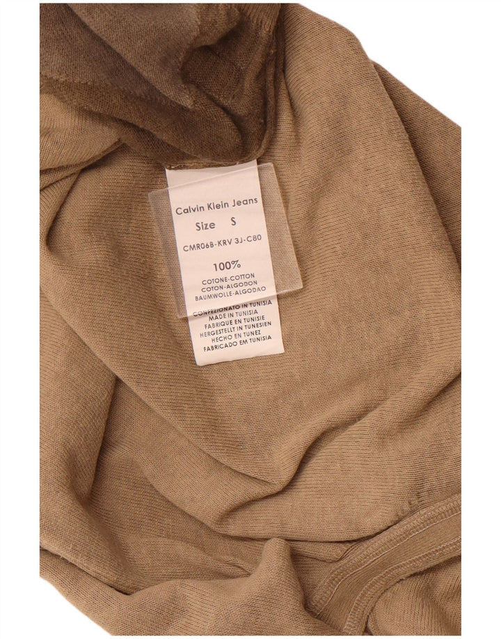 CALVIN KLEIN JEANS Mens V-Neck Jumper Sweater Small Brown Argyle/Diamond