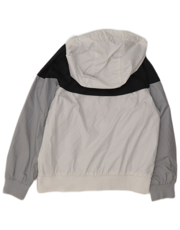 NIKE Boys Hooded Tracksuit Top Jacket 7-8 Years XS  White Colourblock