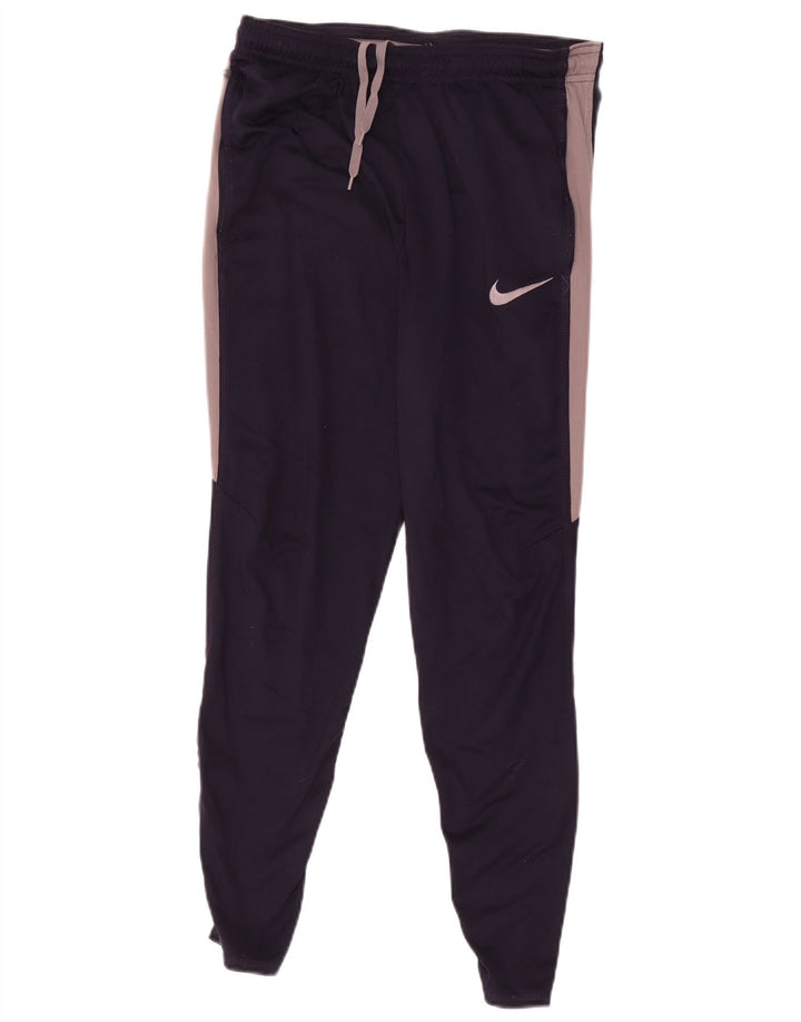 Nike Womens Tracksuit Trousers UK 14 Large Navy Blue Colourblock Polyester