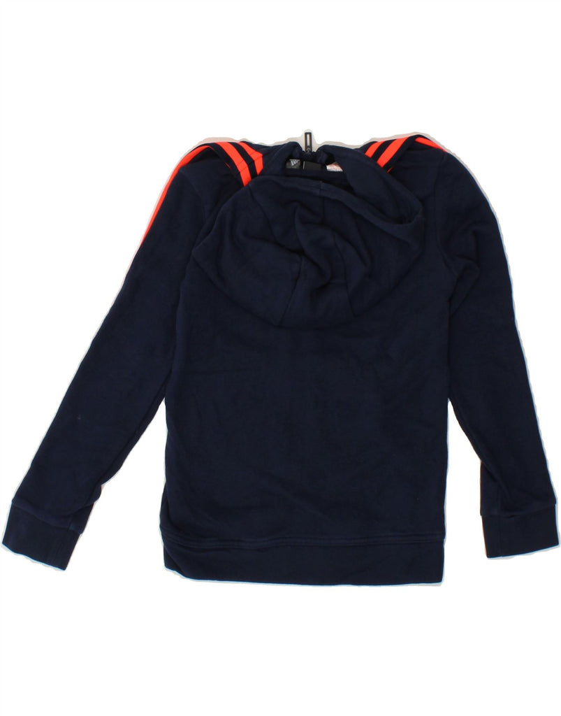 ADIDAS Girls Zip Hoodie Sweater 7-8 Years Navy Blue Cotton Vintage Adidas and Second-Hand Adidas from Messina Hembry 