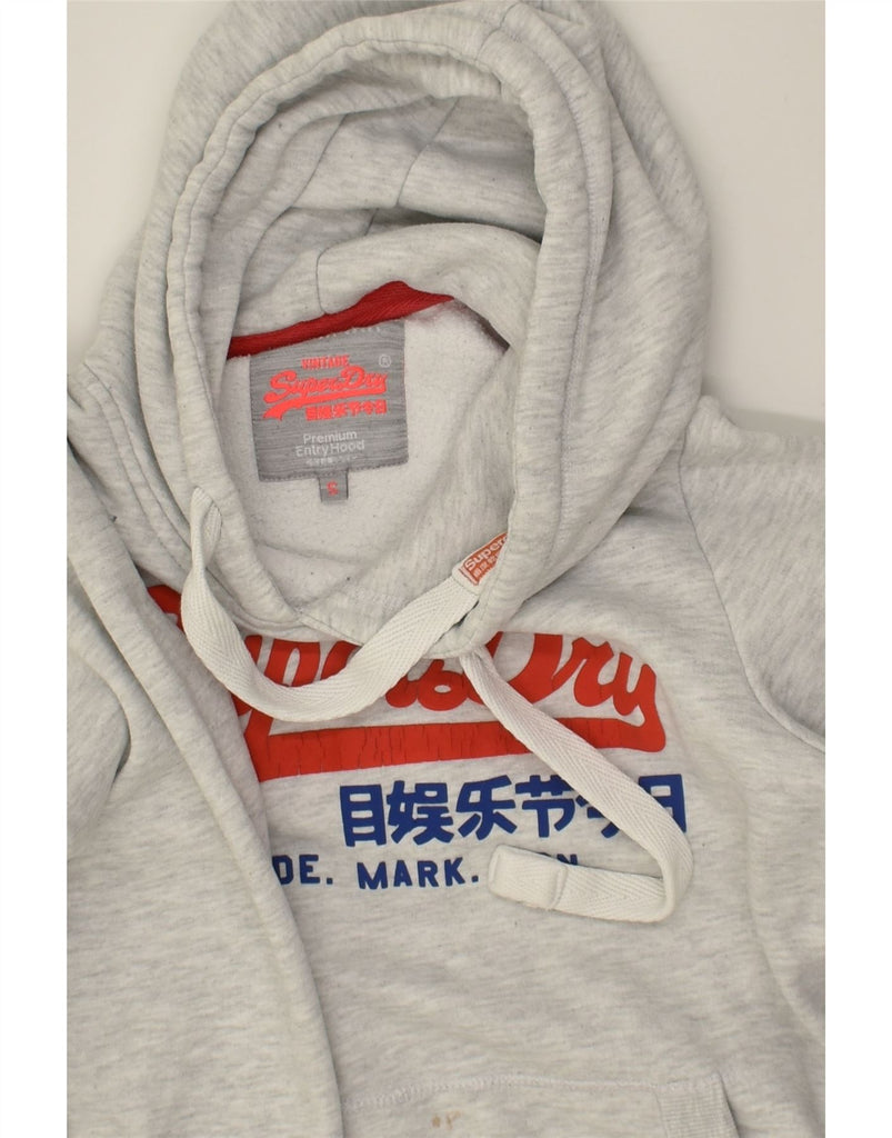 SUPERDRY Womens Graphic Hoodie Jumper UK 10 Small Grey Cotton | Vintage Superdry | Thrift | Second-Hand Superdry | Used Clothing | Messina Hembry 