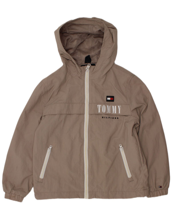 Tommy Hilfiger Boys Graphic Hooded Rain Jacket 6-7 Years Grey Polyamide