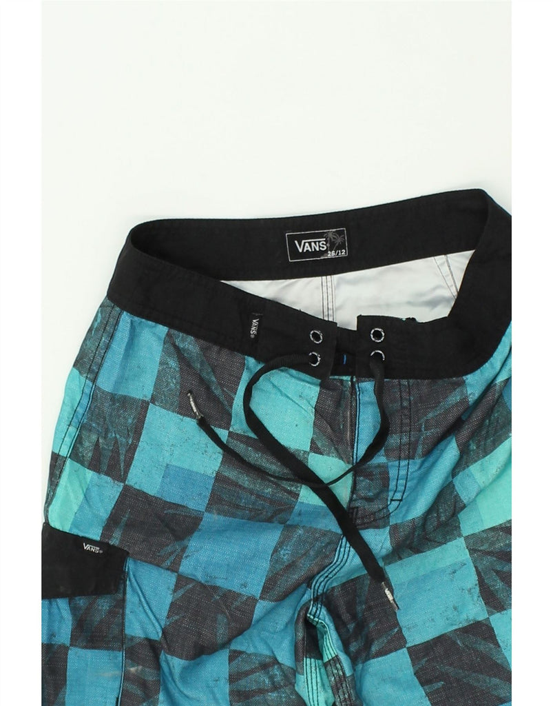 VANS Boys Swimming Shorts 11-12 Years Blue Check Polyester | Vintage Vans | Thrift | Second-Hand Vans | Used Clothing | Messina Hembry 