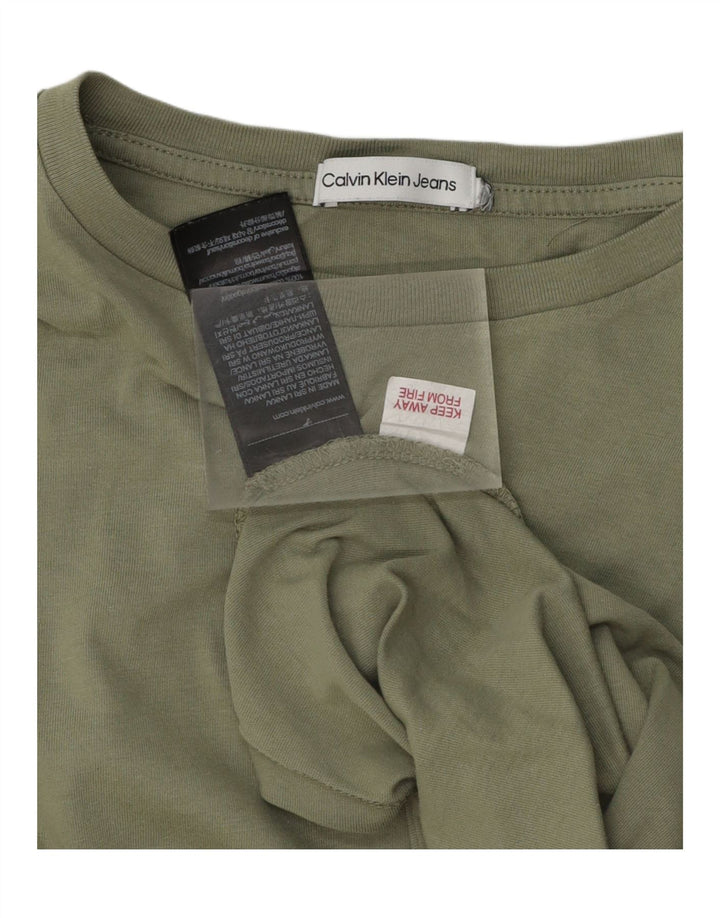 CALVIN KLEIN Womens T-Shirt Top UK 14 Medium Green Cotton Vintage Calvin Klein and Second-Hand Calvin Klein from Messina Hembry 