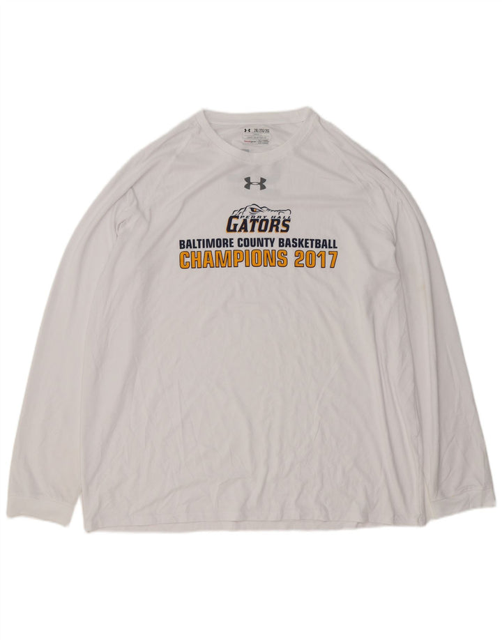 UNDER ARMOUR Mens Graphic Top Long Sleeve 2XL White