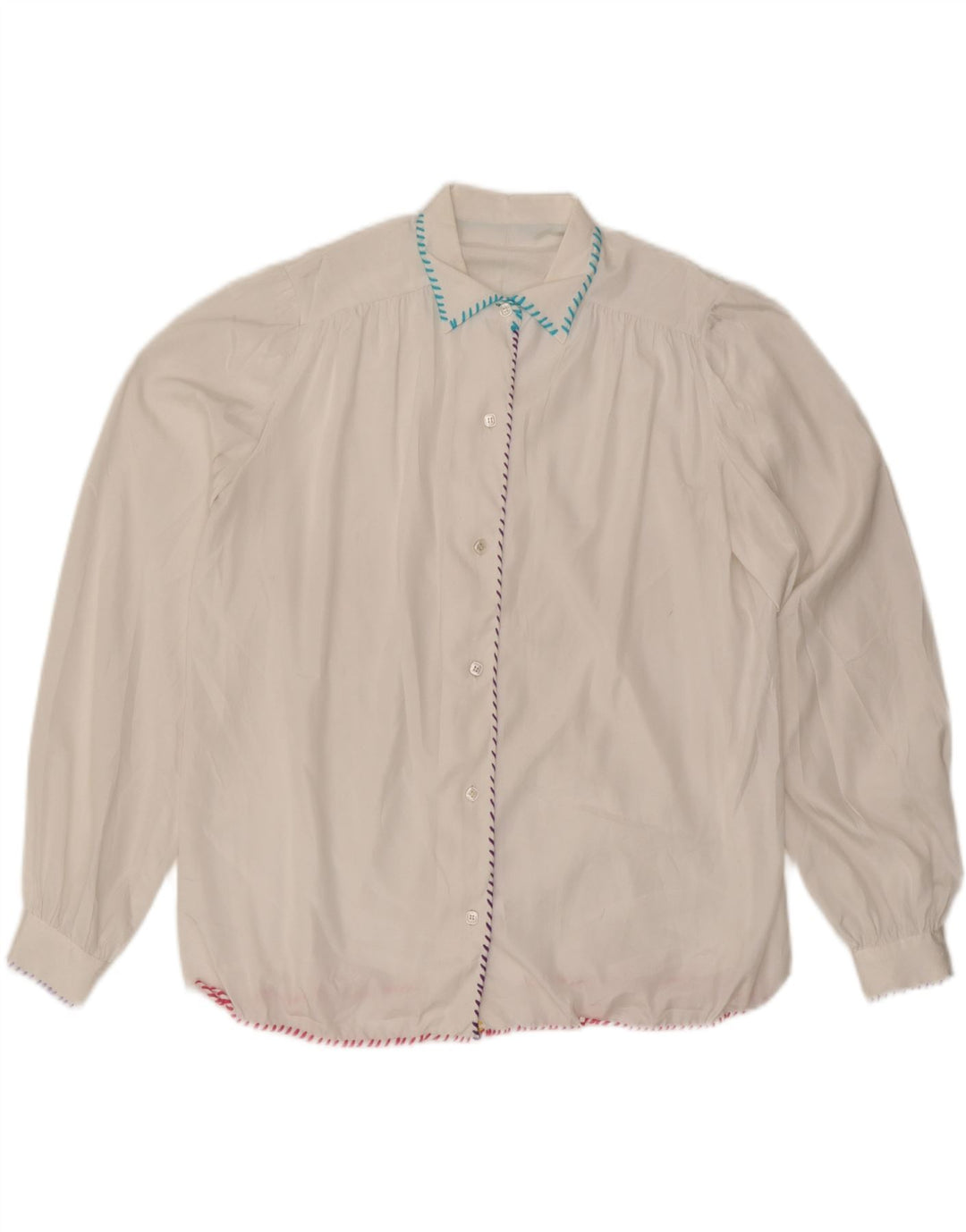 VINTAGE Womens Shirt UK 14 Large White Vintage Vintage and Second-Hand Vintage from Messina Hembry 