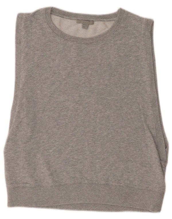 Cos Womens Crop Sleeveless Sweatshirt Jumper UK 12 Medium Grey Cotton