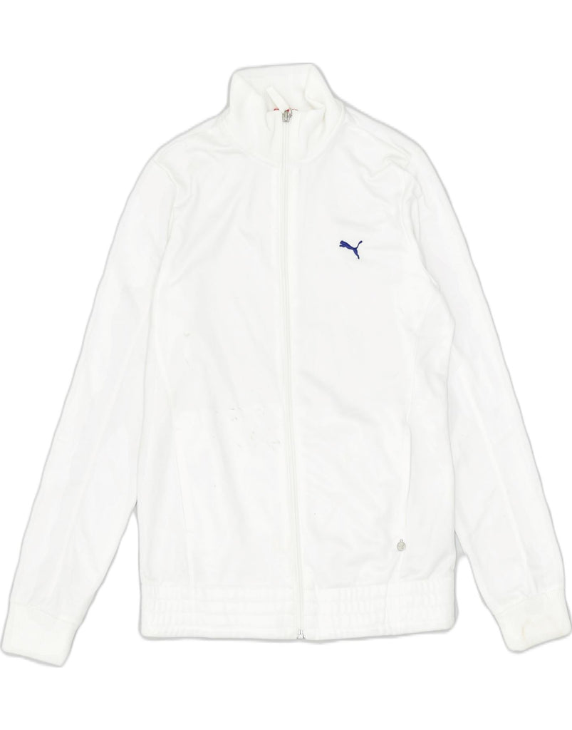 PUMA Womens Tracksuit Top Jacket UK 12 Medium White Polyester | Vintage | Thrift | Second-Hand | Used Clothing | Messina Hembry 