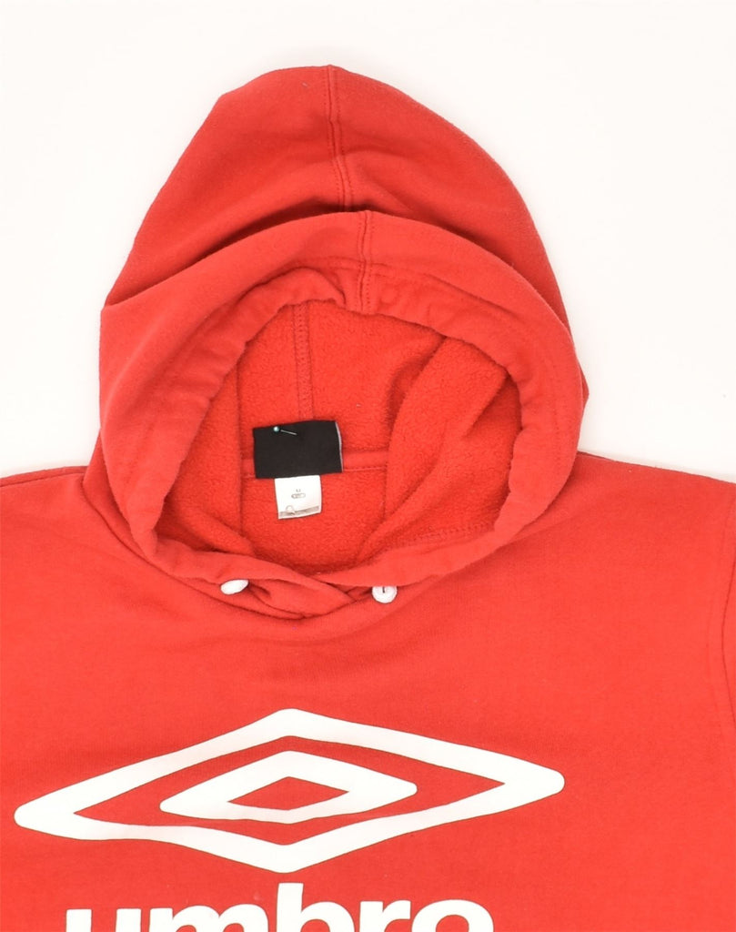 UMBRO Mens Graphic Hoodie Jumper Medium Red Cotton | Vintage Umbro | Thrift | Second-Hand Umbro | Used Clothing | Messina Hembry 