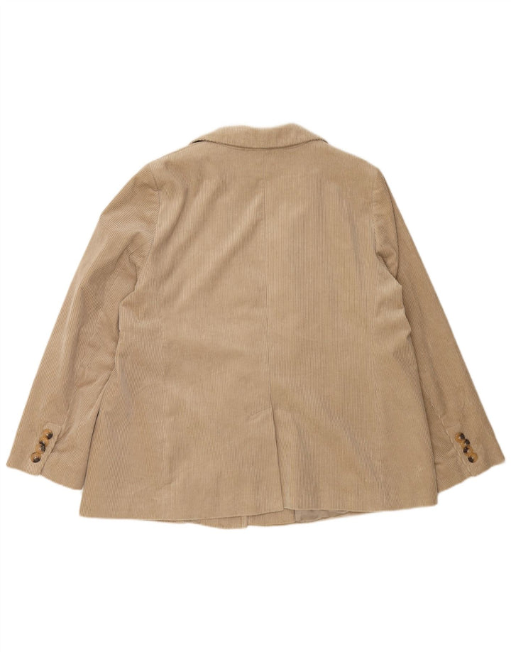 JAEGER Womens 1 Button Corduroy Blazer Jacket UK 20 2XL Beige Cotton