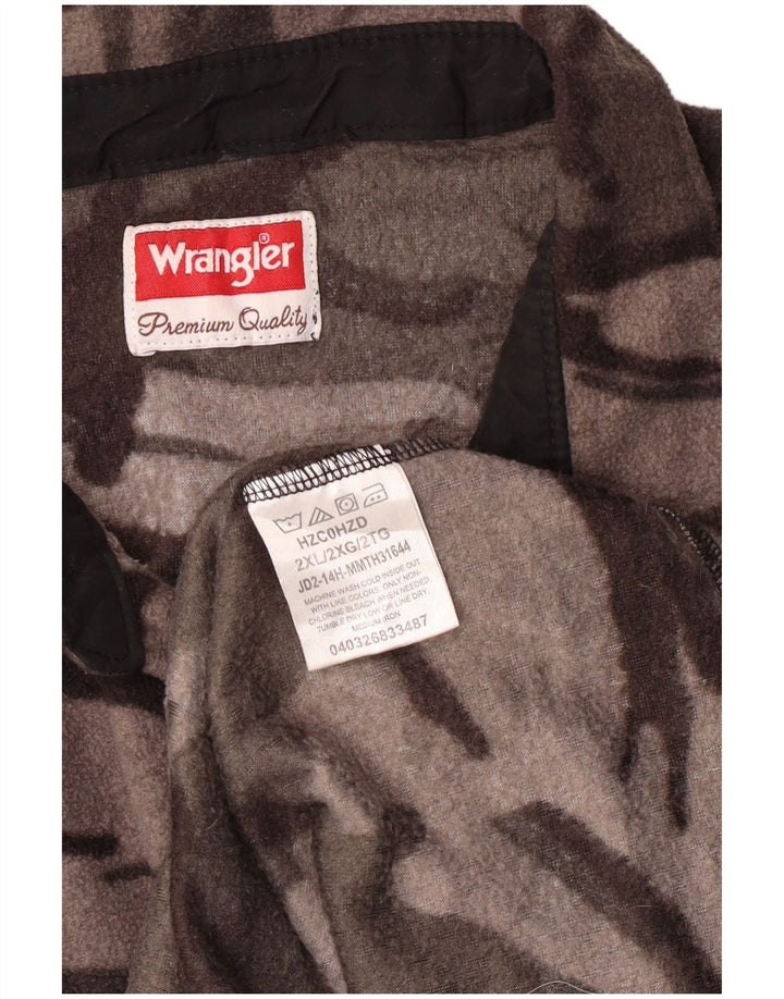 Wrangler Mens Fleece Shirt 2XL Grey Camouflage