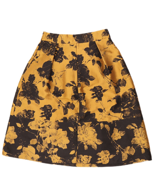 Max & Co. Womens High Waist A-Line Skirt UK 10 Small W26 Yellow Floral