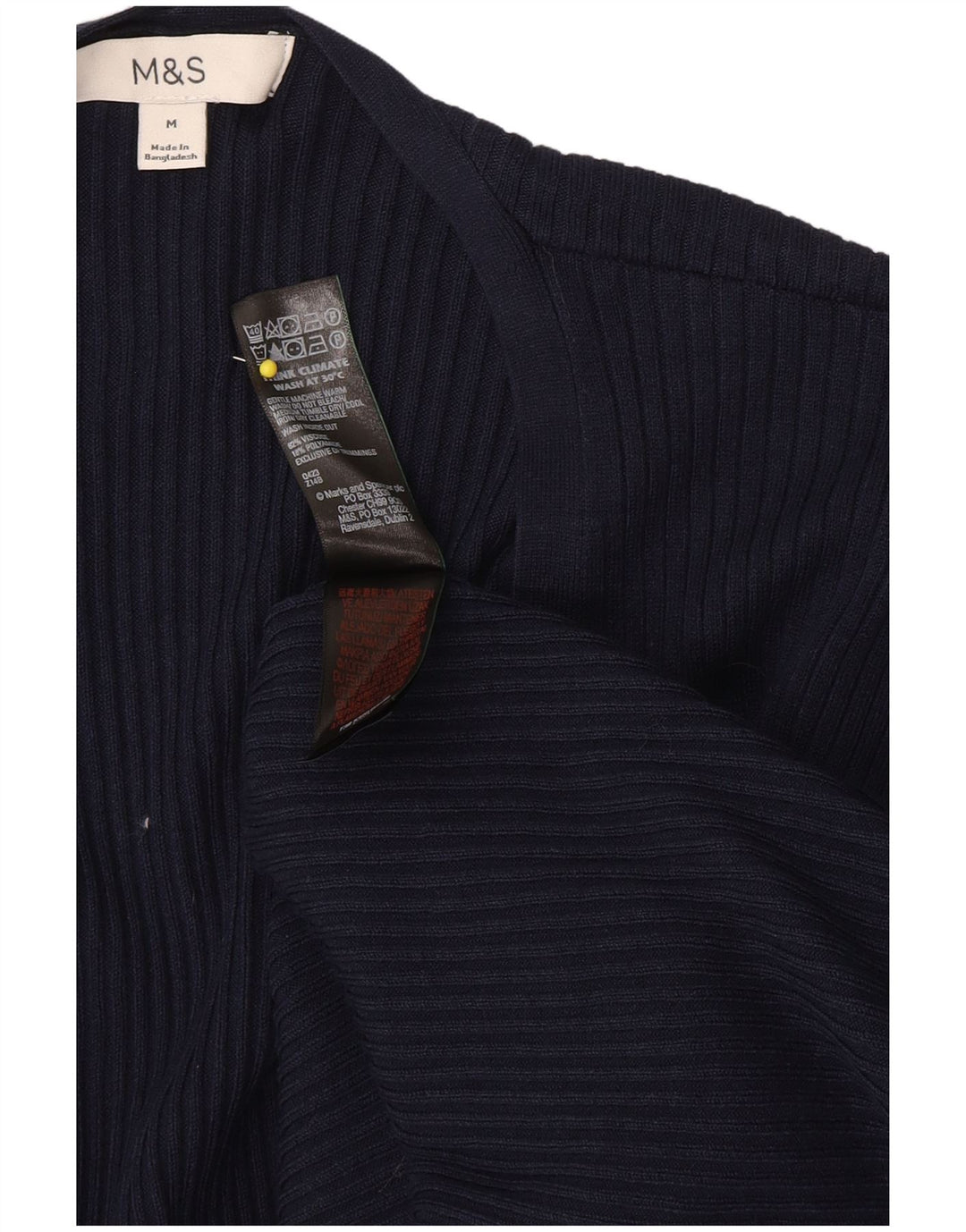 Marks & Spencer Womens Longline Cardigan Sweater UK 14 Medium Navy Blue Cla