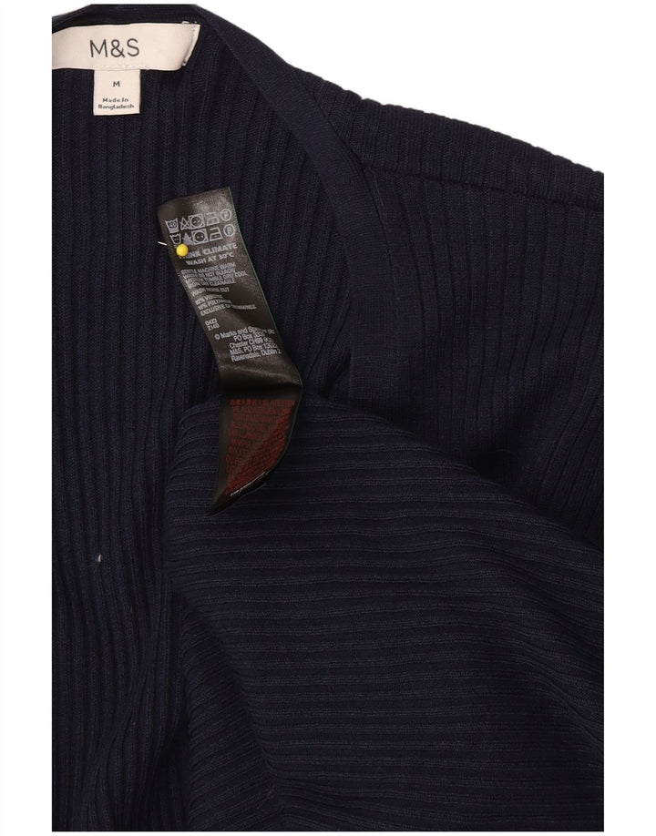 Marks & Spencer Womens Longline Cardigan Sweater UK 14 Medium Navy Blue Cla