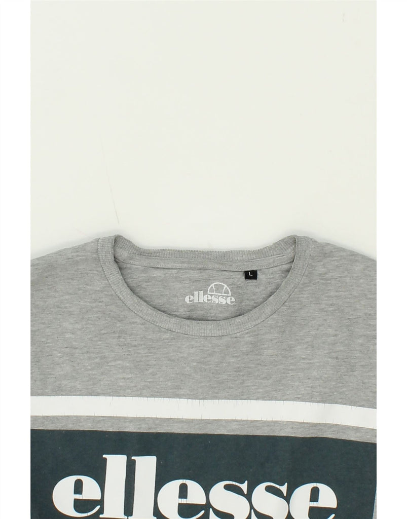 ELLESSE Mens Graphic Sweatshirt Jumper Large Grey Cotton Vintage Ellesse and Second-Hand Ellesse from Messina Hembry 