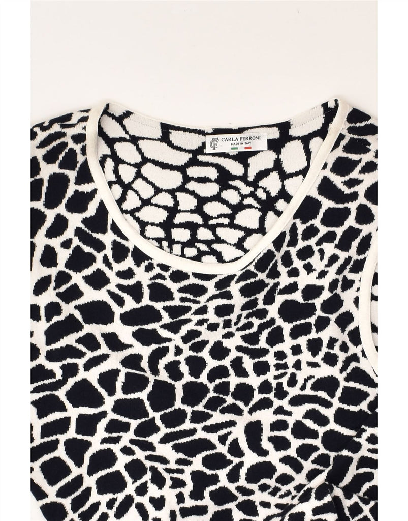 CARLA FERRONI Womens Slim Sheath Dress UK 18 XL White Animal Print Viscose | Vintage CARLA FERRONI | Thrift | Second-Hand CARLA FERRONI | Used Clothing | Messina Hembry 