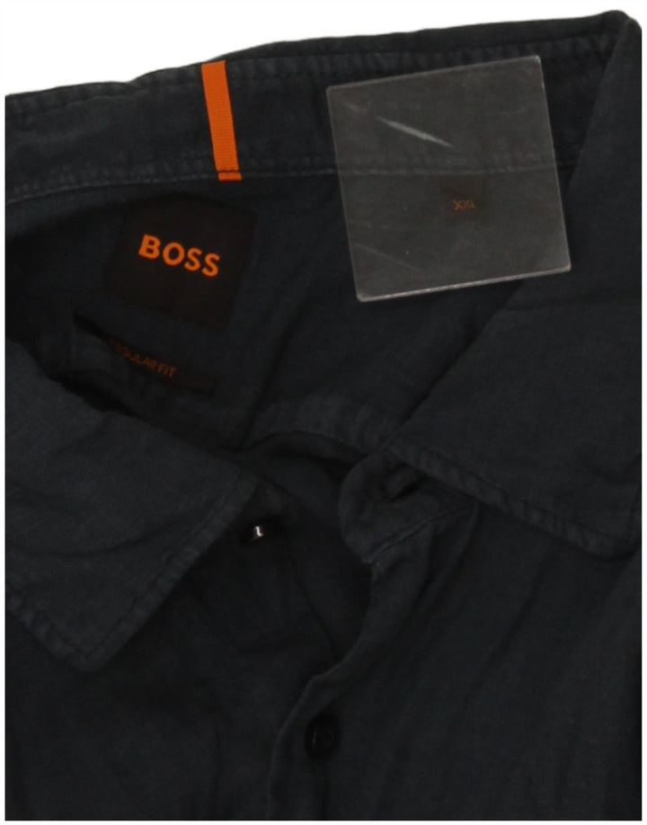 Hugo Boss Mens Short Sleeve Regular Fit Shirt 2XL Navy Blue