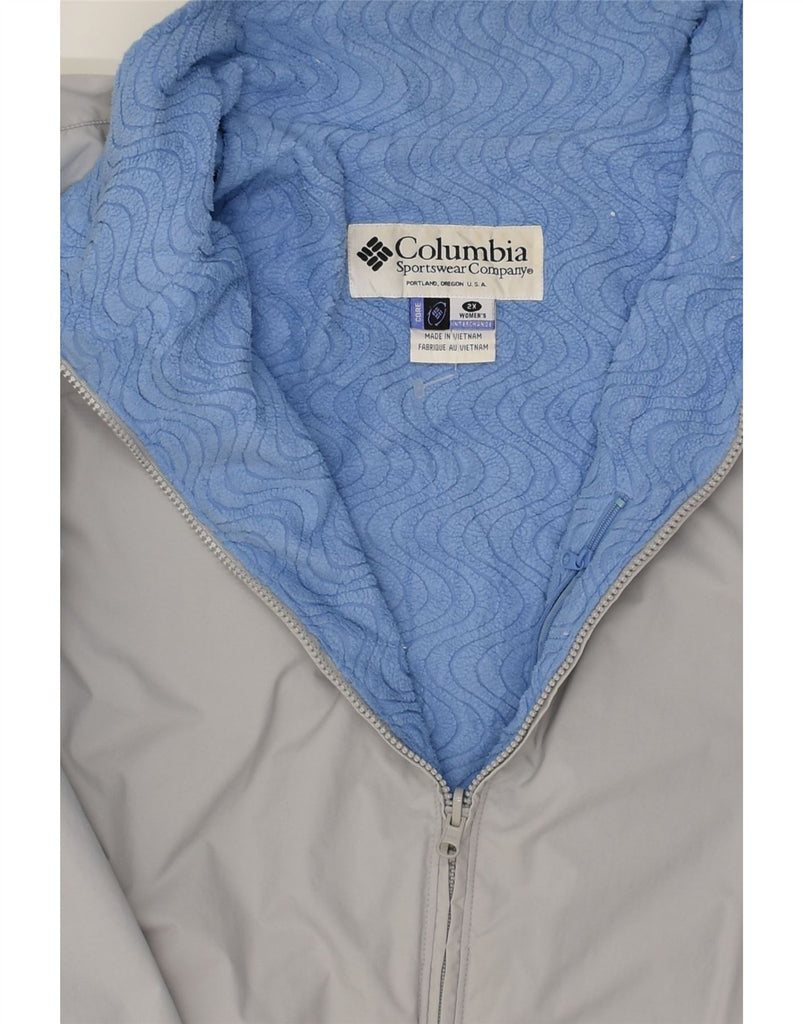 COLUMBIA Womens Bomber Jacket UK 22 2XL Grey Nylon | Vintage Columbia | Thrift | Second-Hand Columbia | Used Clothing | Messina Hembry 