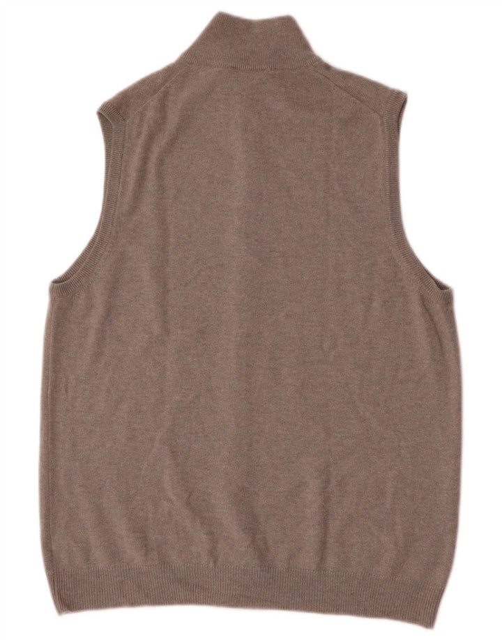 Vintage Mens Sleeveless Cardigan Sweater Medium Grey Wool