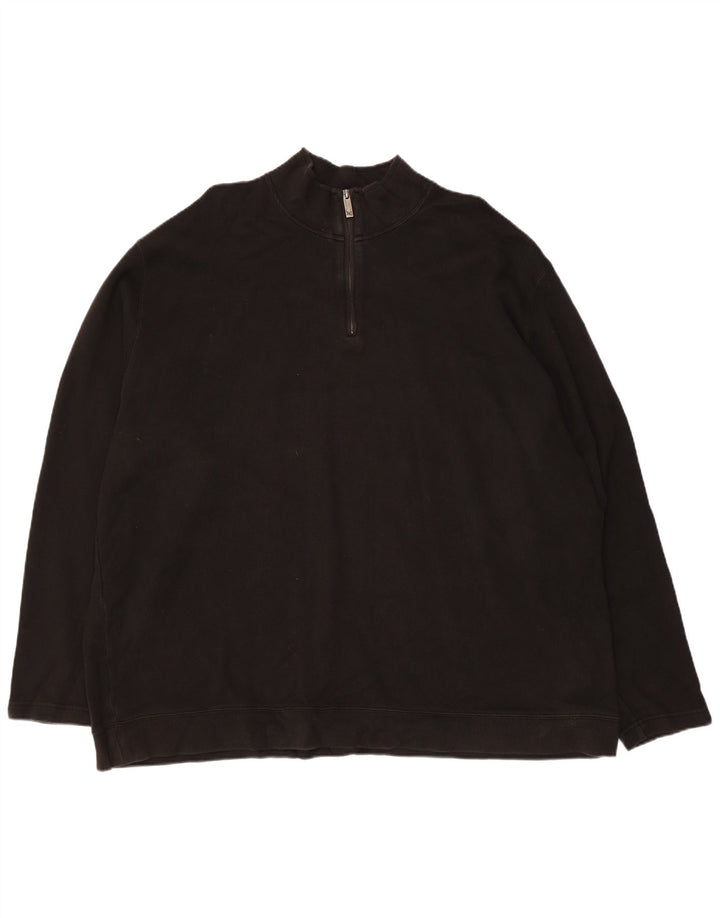 EDDIE BAUER Mens Zip Neck Sweatshirt Jumper XL Black Cotton