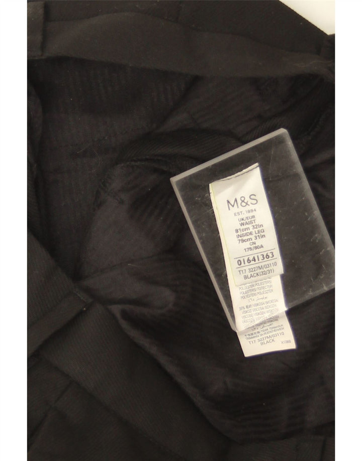 Marks & Spencer Womens Straight Chino Trousers W32 L31 Black Polyester