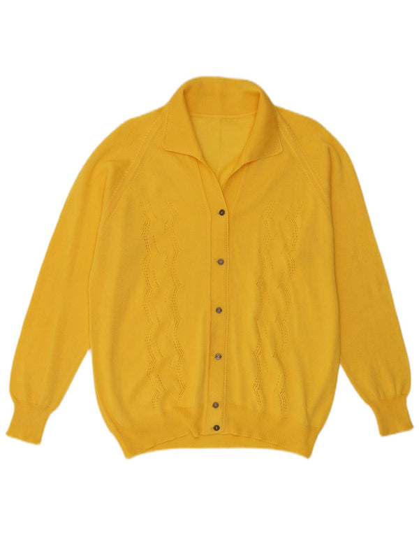 Vintage Womens Slim Fit Cardigan Sweater IT 52 2XL Yellow