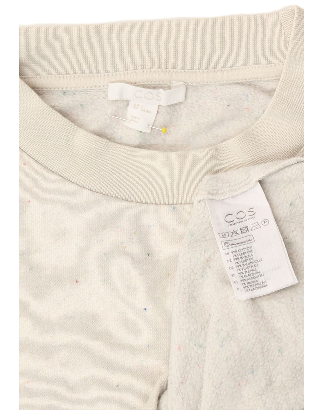 Cos Womens Oversized Sweatshirt Jumper UK 10 Small White Flecked Cotton