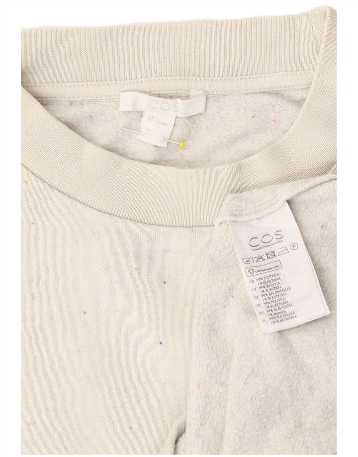 Cos Womens Oversized Sweatshirt Jumper UK 10 Small White Flecked Cotton