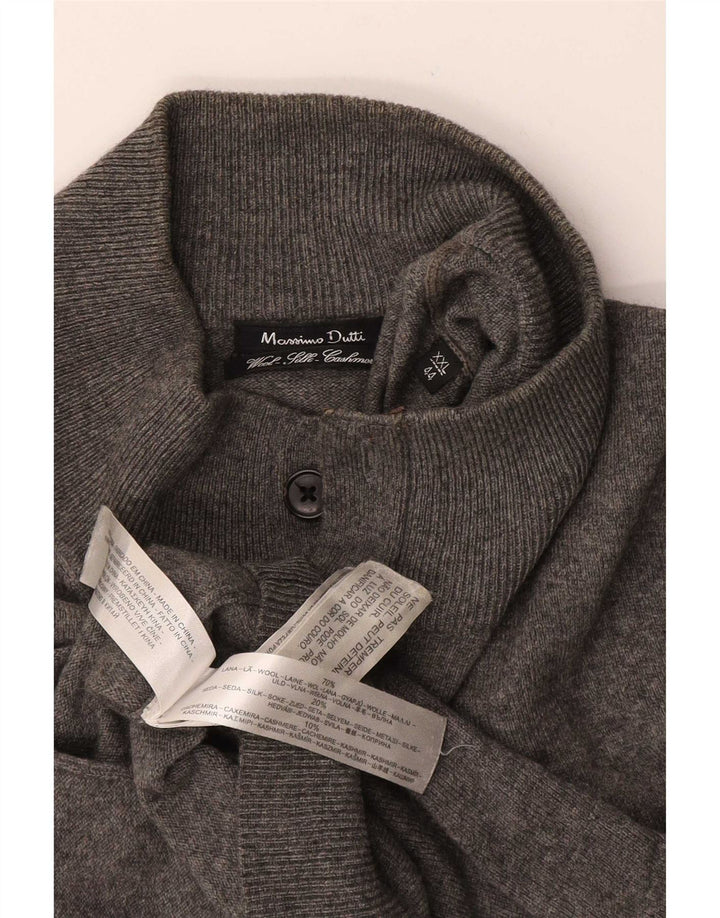 Massimo Dutti Mens Cardigan Sweater 2XL Grey Wool