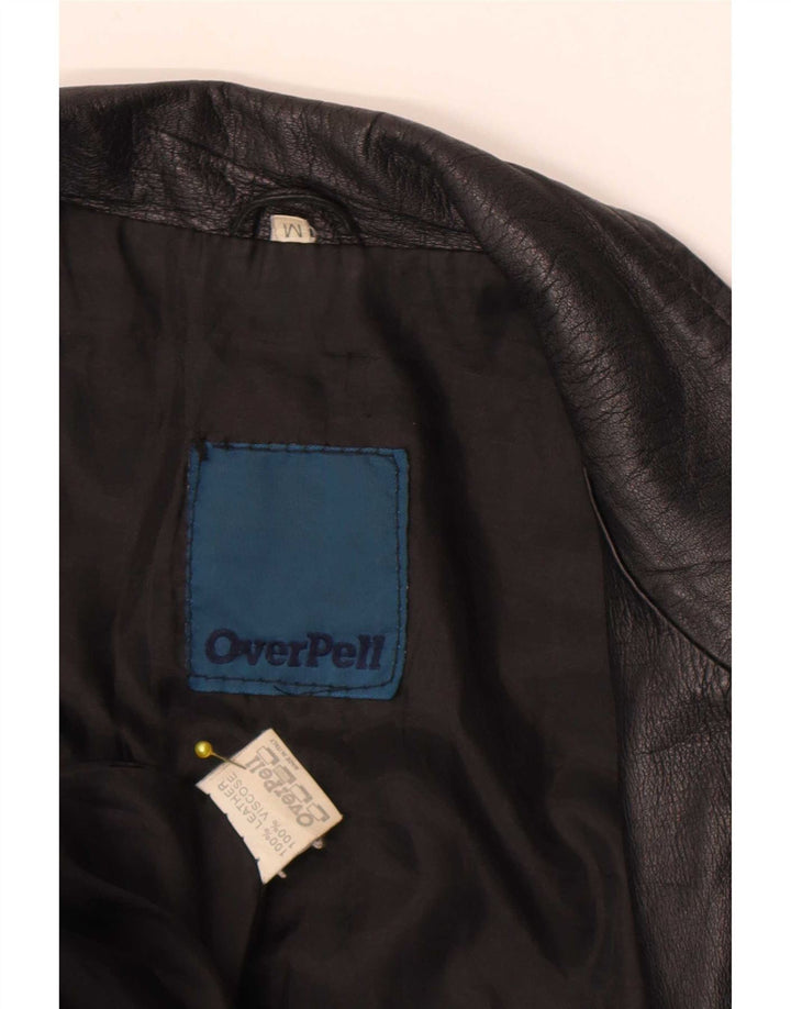 Vintage Womens Leather Jacket UK 12 Medium Black Leather