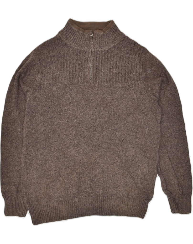 DOCKERS Mens Zip Neck Jumper Sweater Large Brown Cotton | Vintage Dockers | Thrift | Second-Hand Dockers | Used Clothing | Messina Hembry 